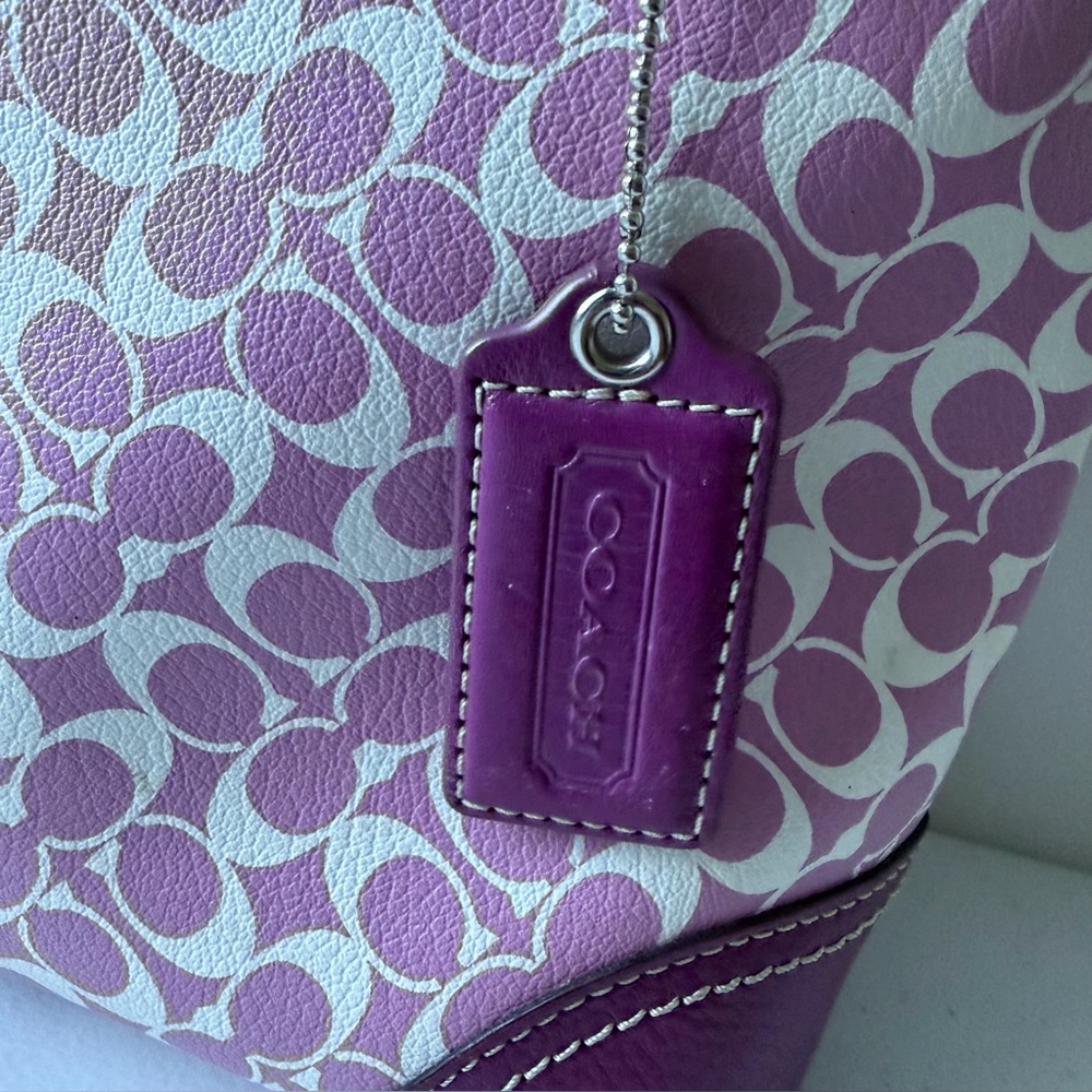 COACH | Heritage Chelsea Signature Logo Tote Bag Purse Purple Pink White F15137 - Picture 3 of 16